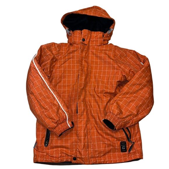 Killtec Winter Ski Jacket Orange/Wite Plaid Full Zip Women's Size 12 Outerwear - Picture 1 of 12